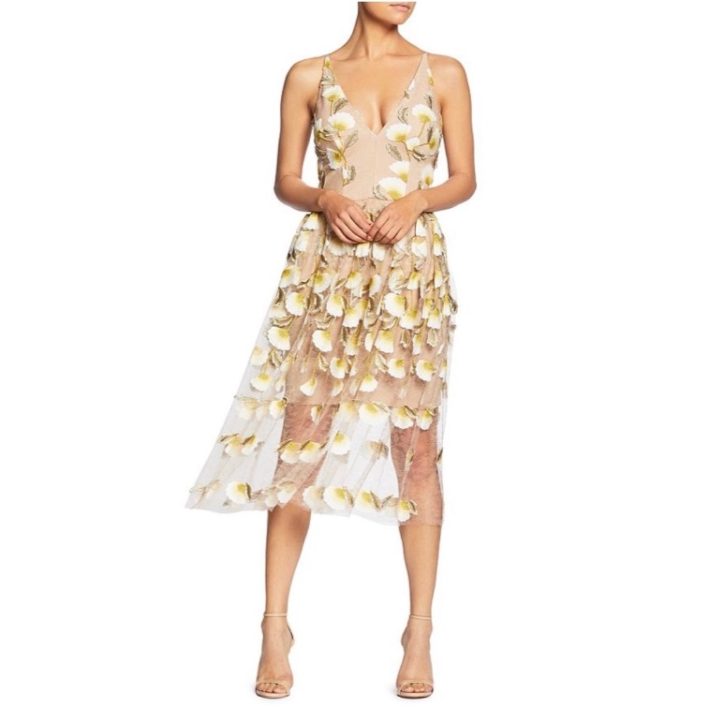 Dress the Population Betsy Floral Illusion Dress